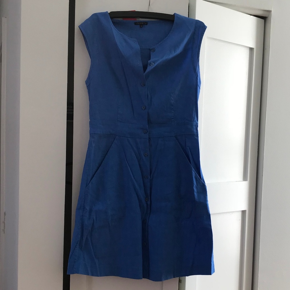 Theory linen and stretch dress with pockets blue